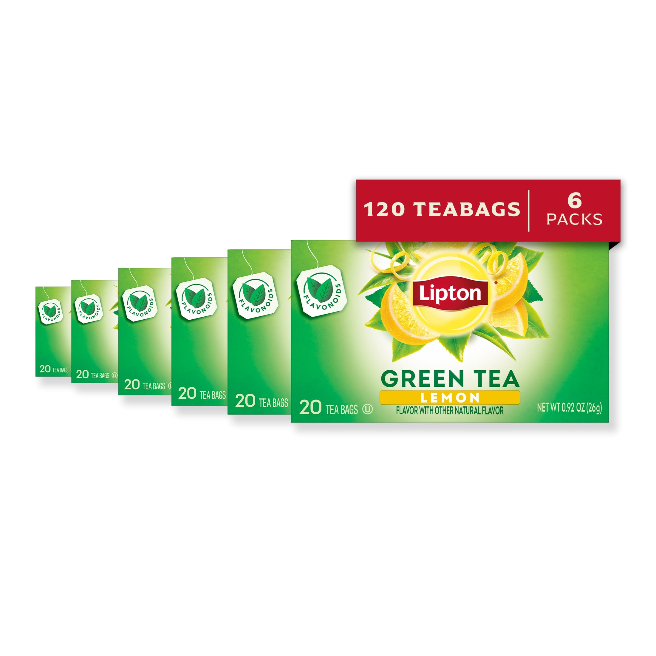 6 pack) Lipton Lemon Green Tea Bags, 20 Count - Walmart.com
