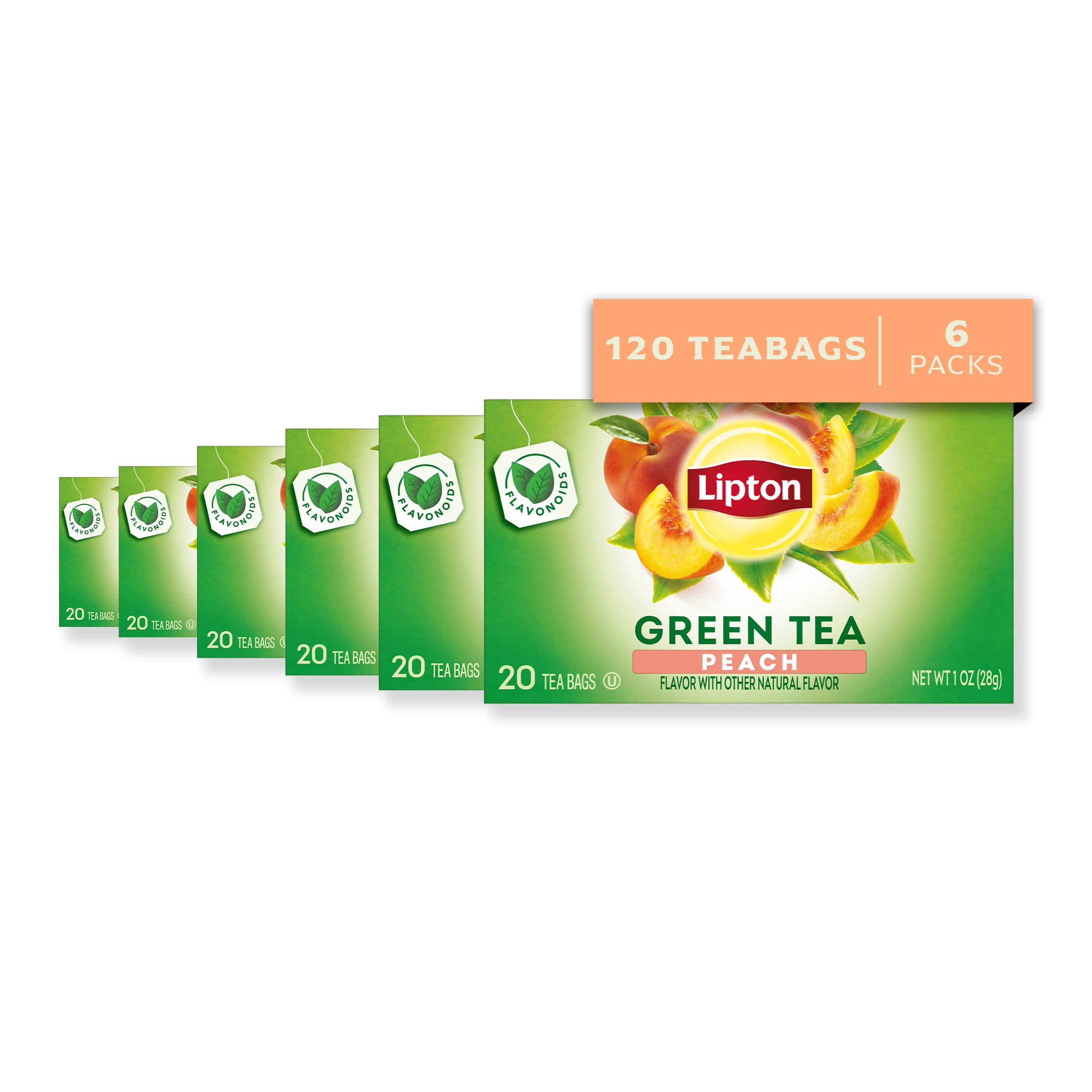 6 pack) Lipton Peach Green Tea Bags, 20 Count - Walmart.com