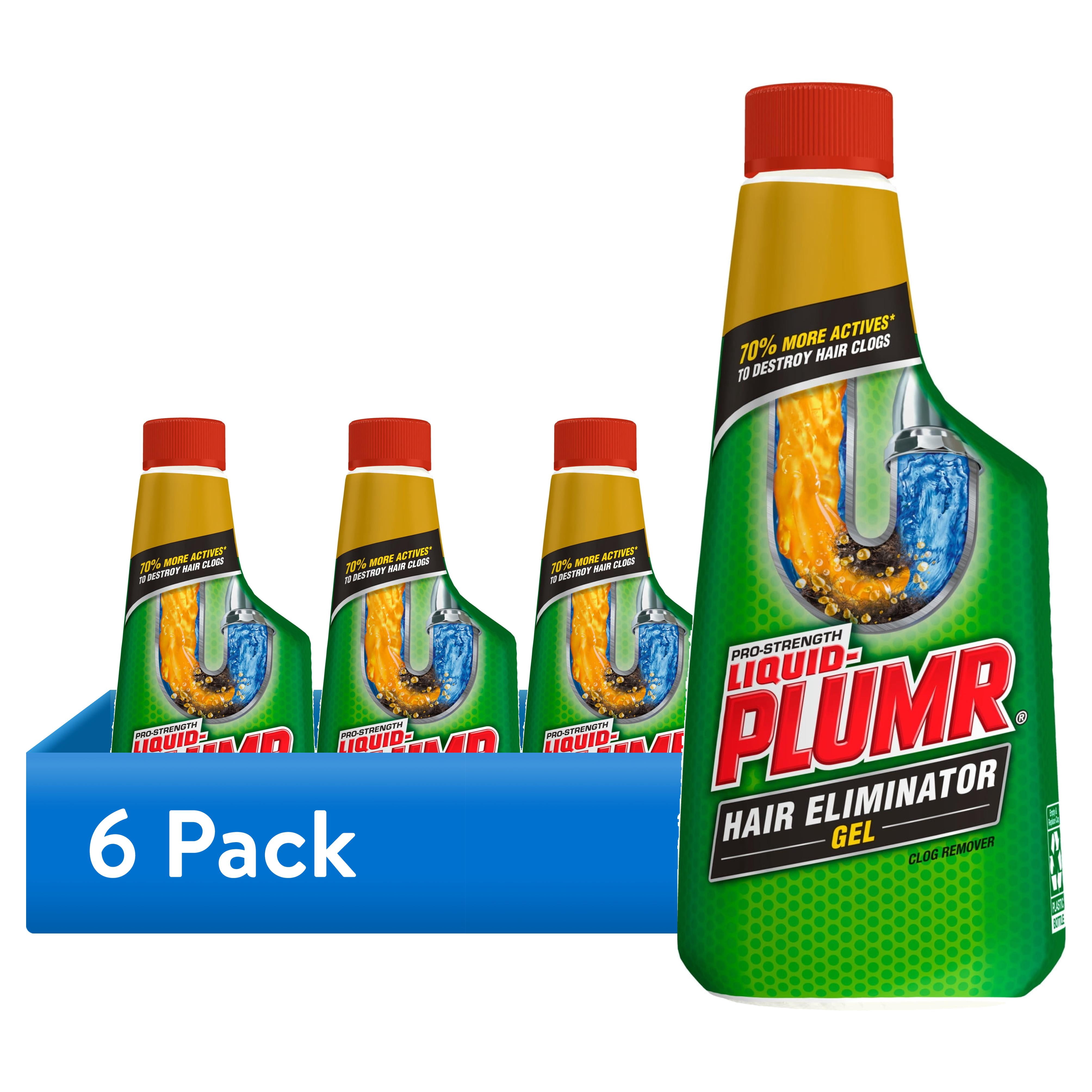 (6 pack) Liquid-Plumr Hair and Drain Clog Remover Gel, Septic Safe, Unscented, 16 fl oz