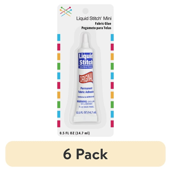 (6 pack) Liquid Stitch Mini No-Sew Adhesive Fabric Glue – 0.5 oz