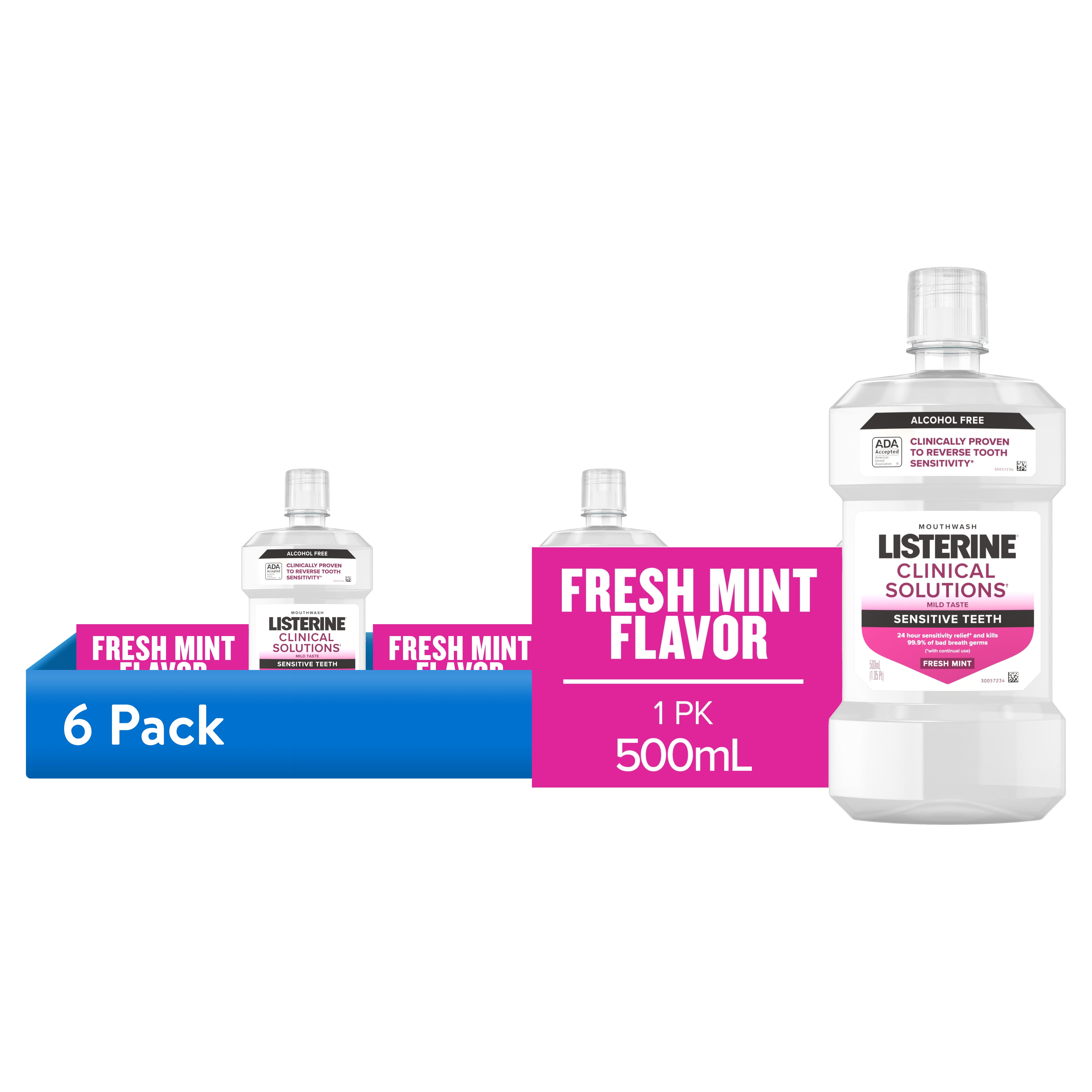 (6 pack) Listerine Clinical Solutions Sensitive Teeth Mouthwash, Mint, 500 mL