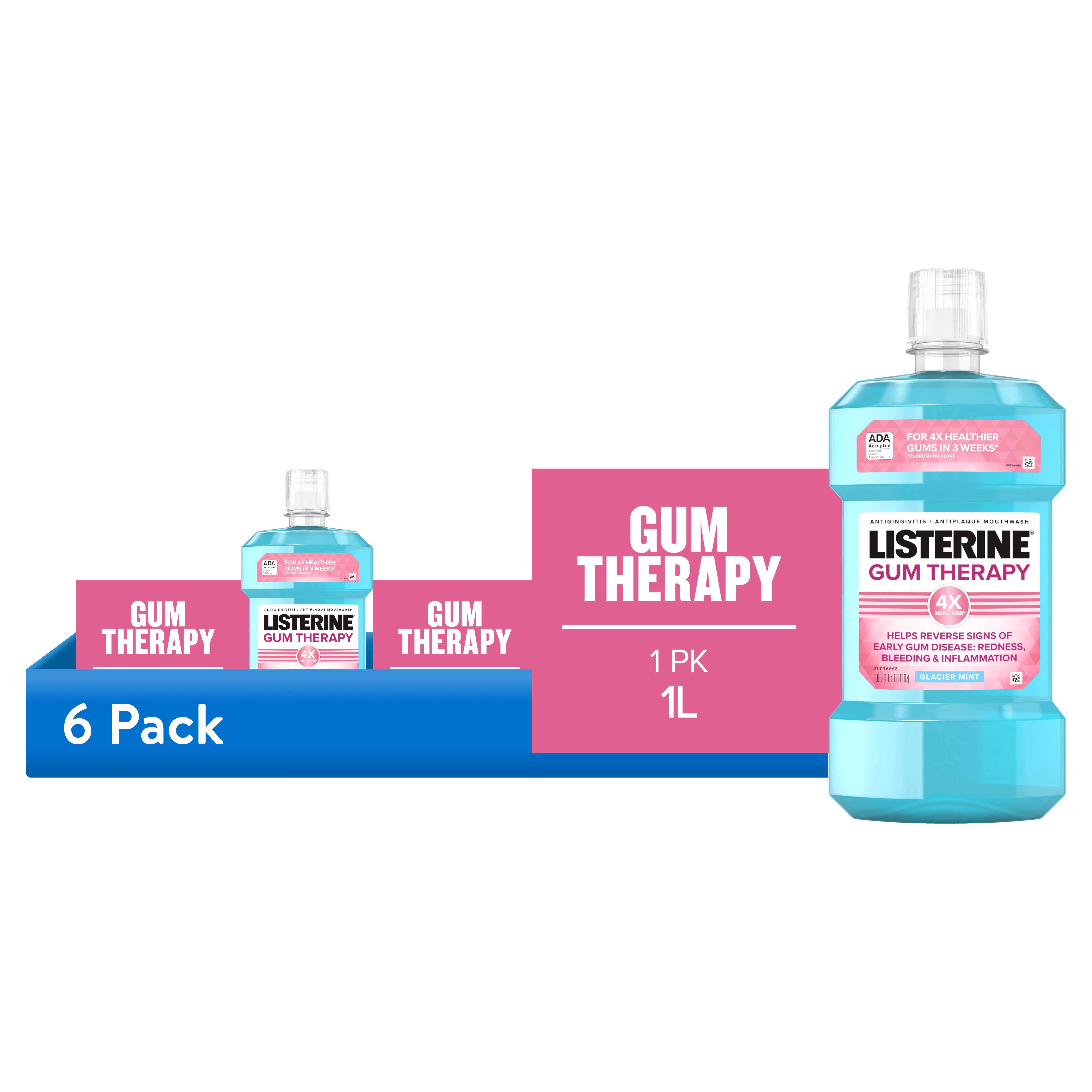(6 pack) Listerine Gum Therapy Anti-Gingivitis Mouthwash Oral Care, Glacier Mint, 1 L