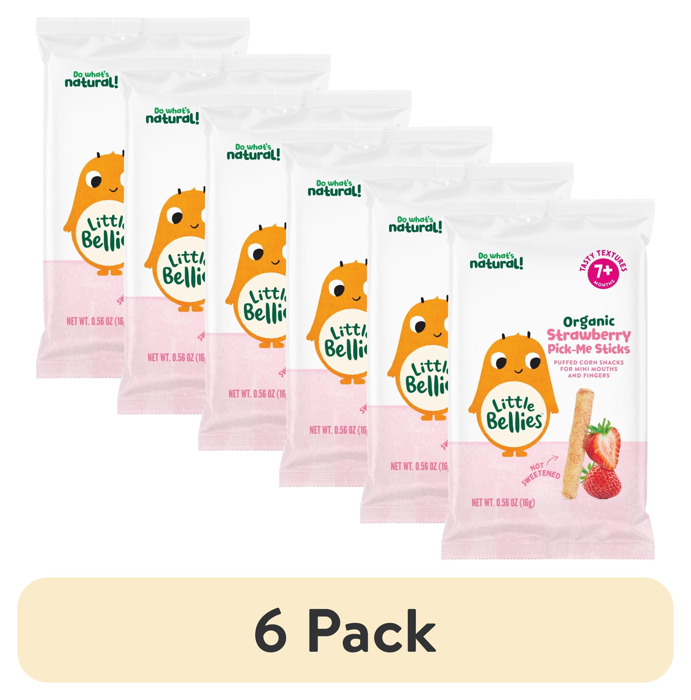 (6 pack) Little Bellies Organic Strawberry Pick-Me Sticks Puff Snack, 0.56 oz