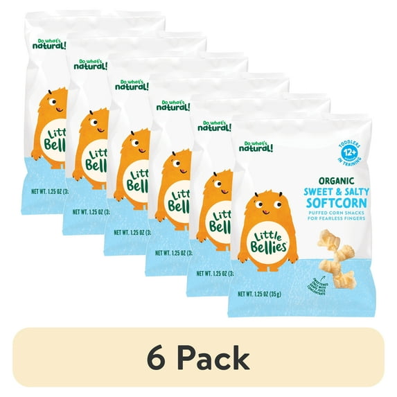 (6 pack) Little Bellies Organic Sweet & Salty Softcorn 1.25 oz