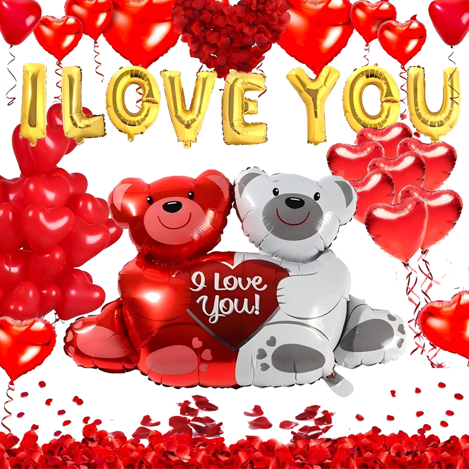 (6 pack) Lockways Mom Day Red Heart I Love You Balloon Set, Foil Balloons Mother's Day Family Decoration