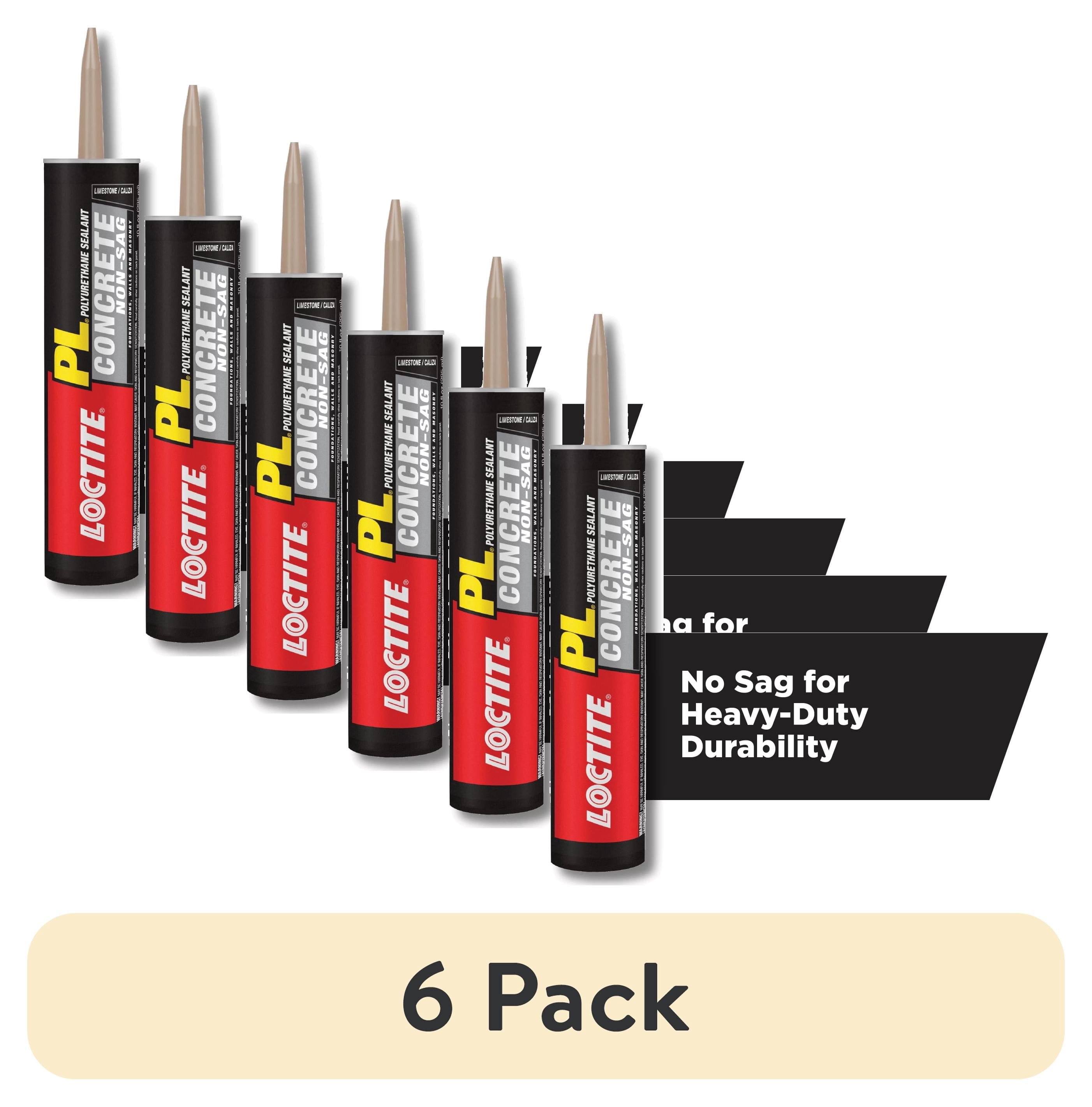 (6 pack) Loctite Pl Polyurethane Sealant Concrete Non-Sag, Pack of 1, Gray 10 fl oz Cartridge