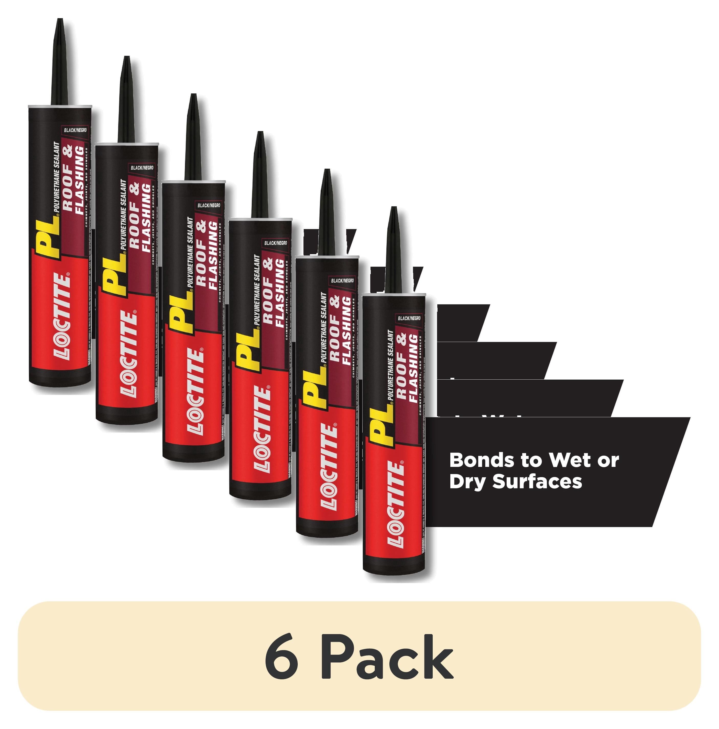 (6 pack) Loctite Pl Polyurethane Sealant Roof and Flashing, Pack of 1, Black 10 fl oz Cartridge