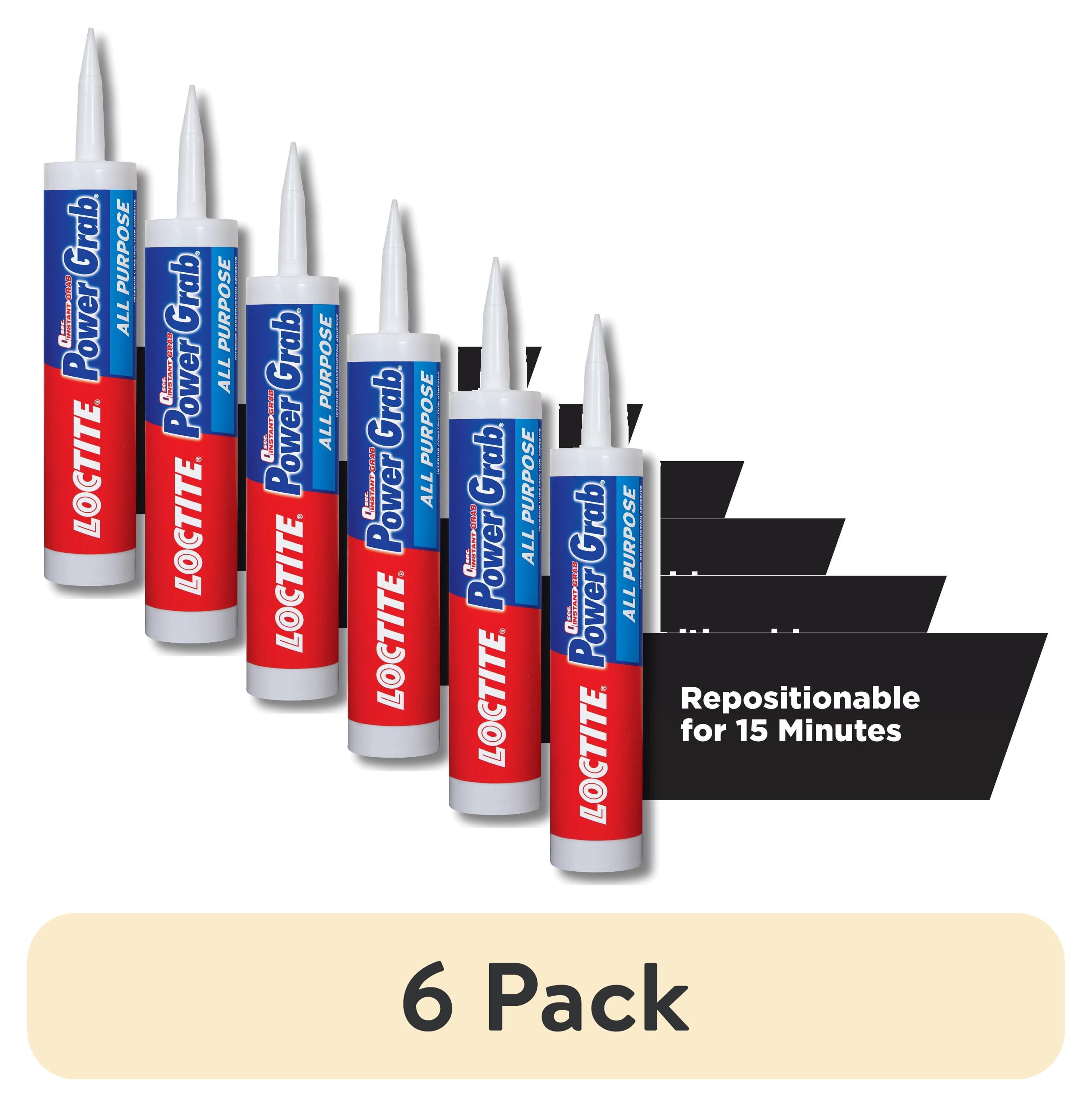 (6 pack) Loctite Power Grab Construction Adhesive All Purpose, Pack of 1, White 9 fl oz Cartridge