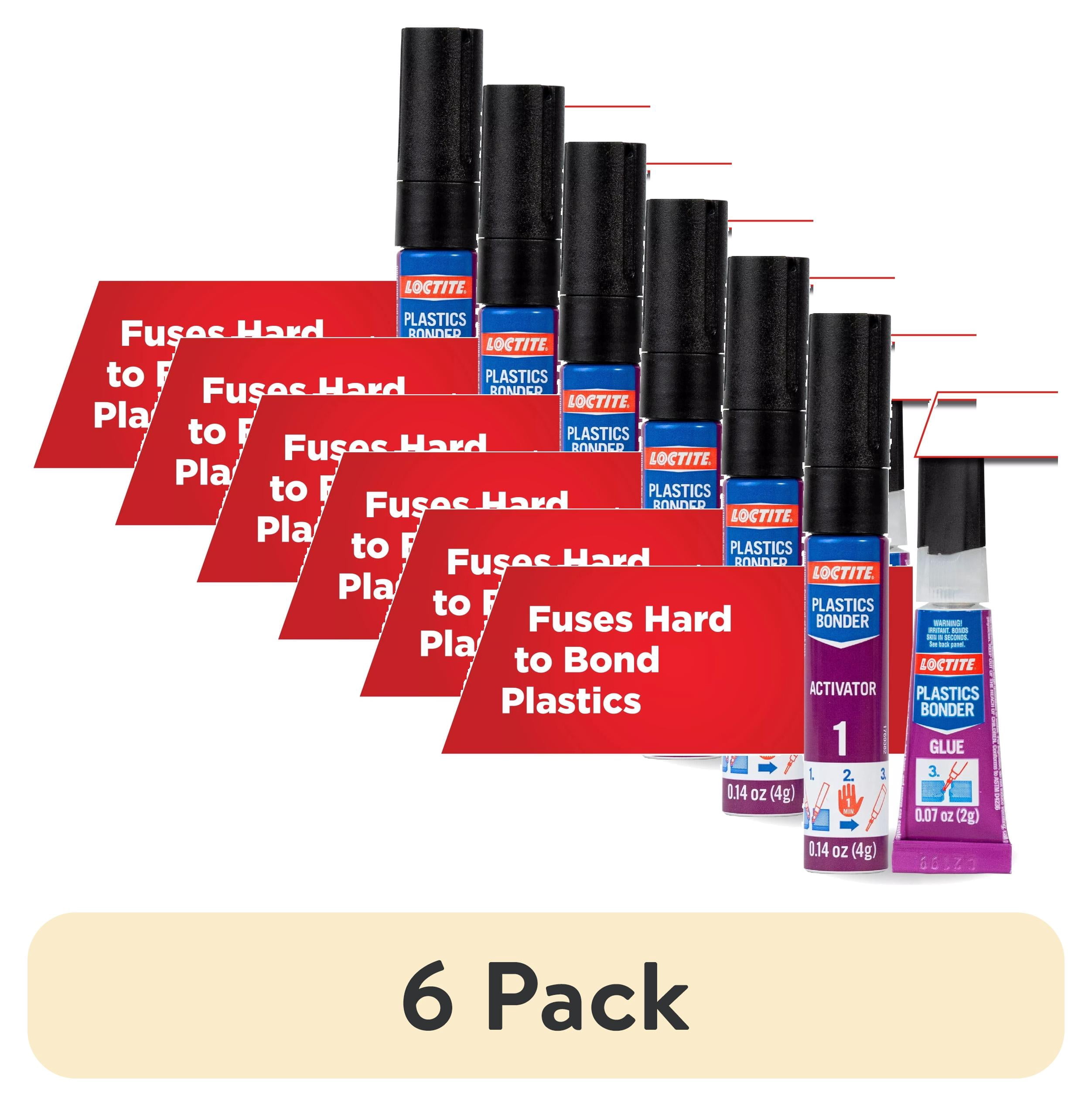 (6 pack) Loctite Super Glue Plastics Bonding System, 1-0.14 oz Activator Stick + 1-0.07 oz Glue Tube, Clear 0.21 fl oz Kit