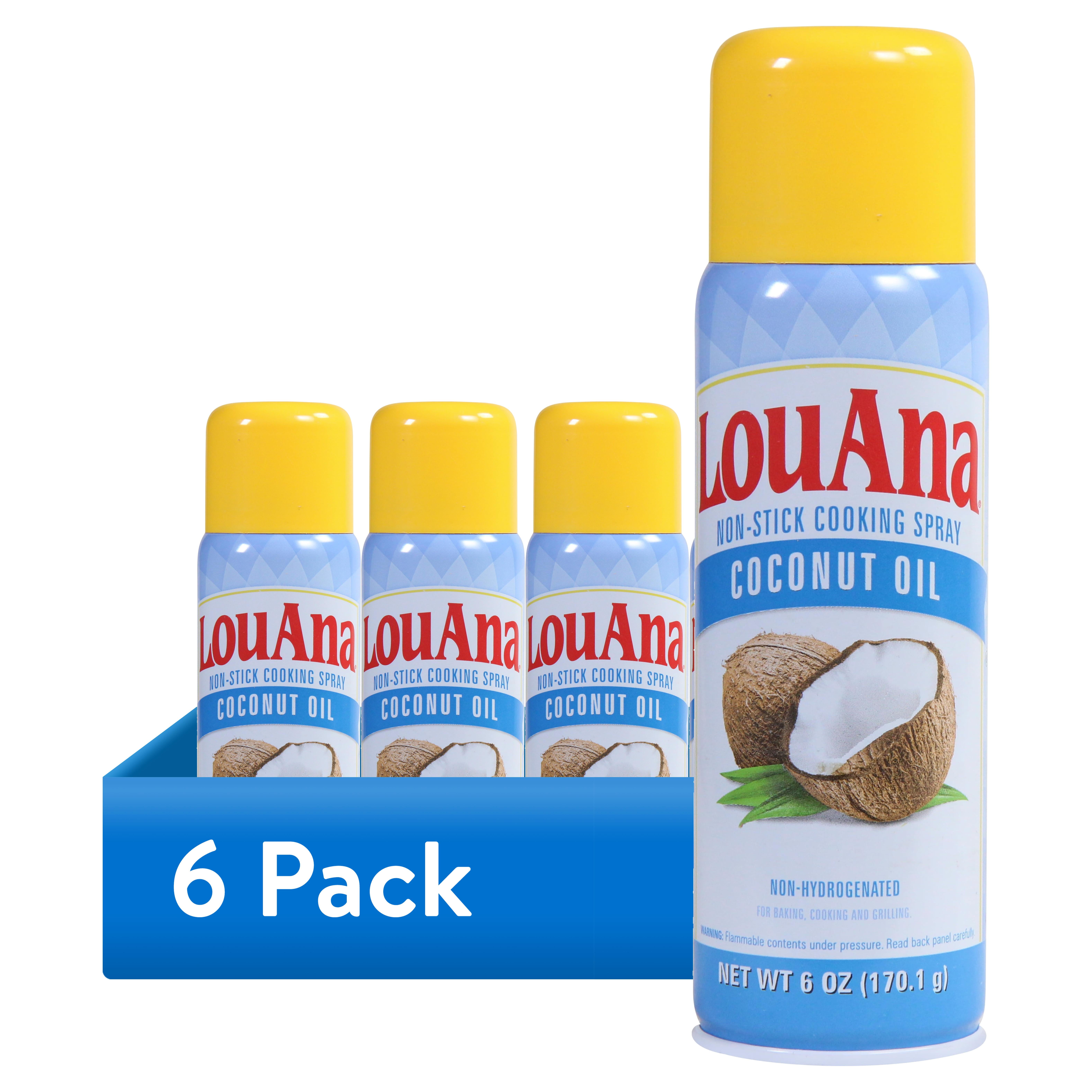 (6 pack) LouAna Non-Stick Coconut Oil Cooking Spray, 6 fl oz Spray Bottle