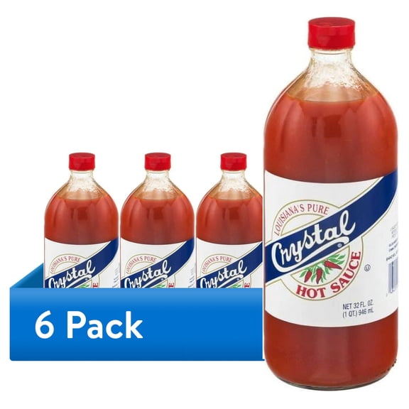 (6 pack) Louisiana Crystal Pure Hot Sauce 32oz; Allergan Free