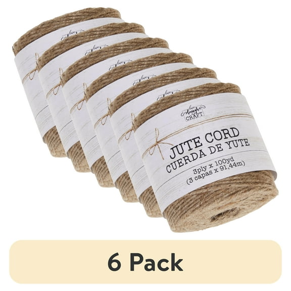 (6 pack) Love, Laugh, Craft 3-Ply Flexible Cord Jute Twine, 100-Yds, Natural