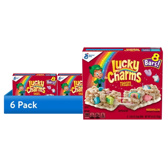 (6 pack) Lucky Charms Cereal Treat Bars, Snack Bars, 8 Ct, 6.8 oz