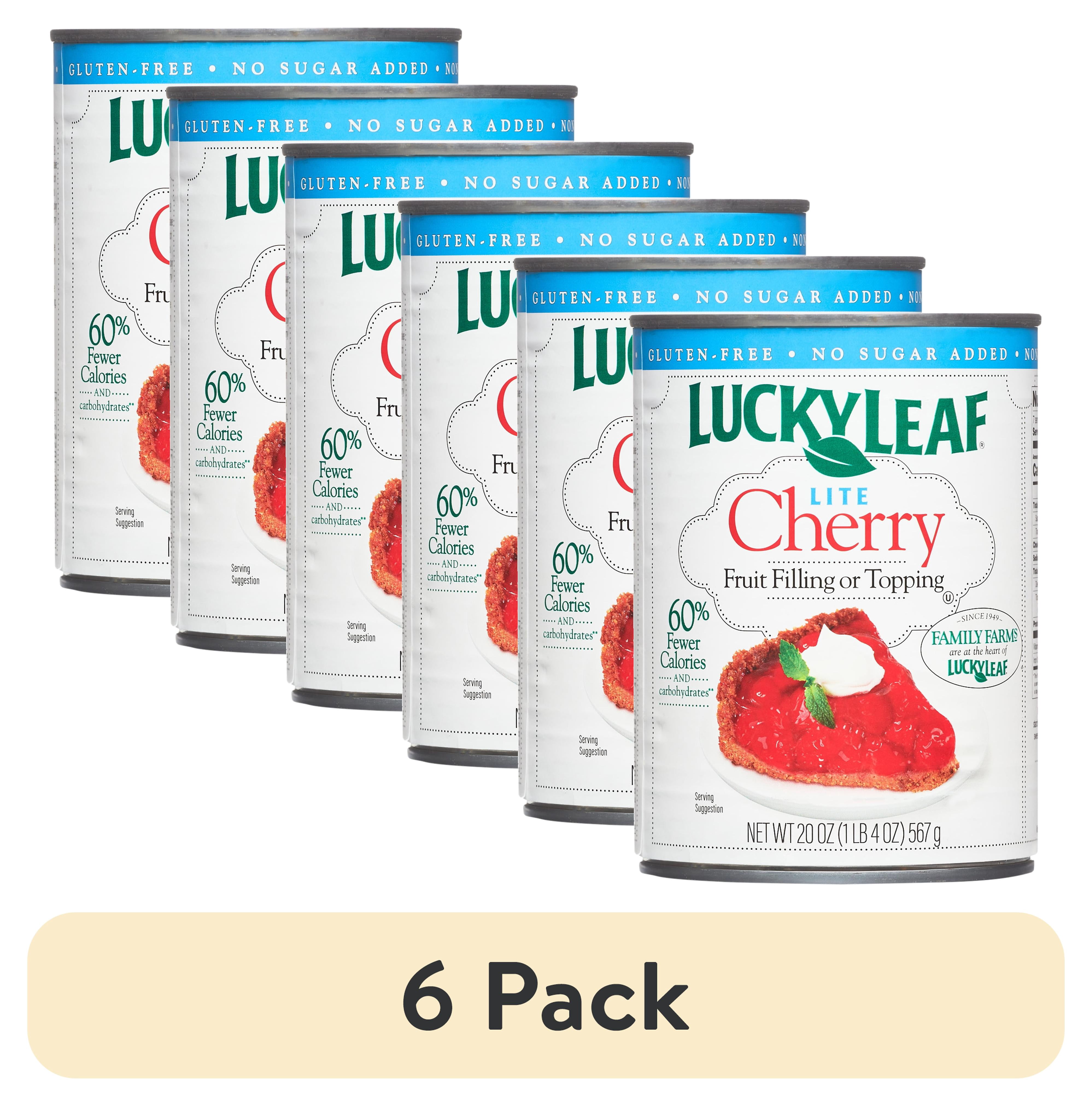 (6 pack) Lucky Leaf Lite Cherry Fruit Filling & Topping 20 oz. Can