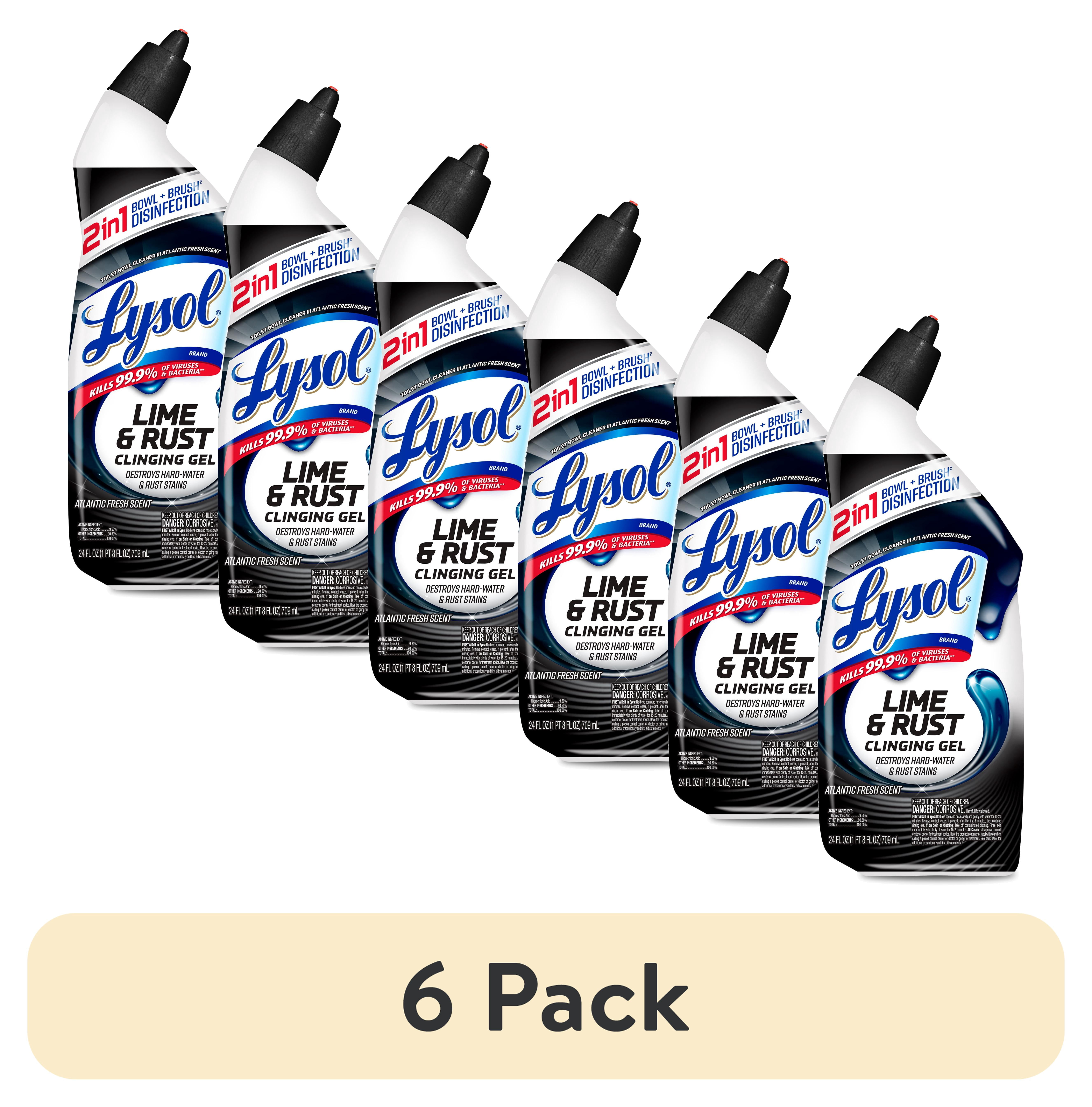 (6 pack) Lysol Toilet Bowl Cleaner Gel, Disinfecting Bathroom Cleaner and Toilet Bowl Stain Remover, Lime and Rust 24 fl oz