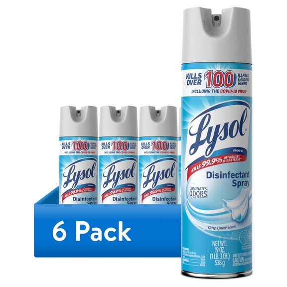 (6 pack) Lysol Disinfectant Spray, Sanitizing and Antibacterial Spray, Deodorizer, Crisp Linen, 19 oz
