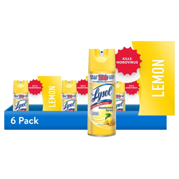 (6 pack) Lysol Disinfectant Spray, Sanitizing and Antibacterial Spray, Deodorizer, Lemon Breeze, 12.5 oz