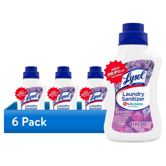(6 pack) Lysol Laundry Sanitizer Additive, Sanitizing Liquids for Clothes and Linens, Lavender, 41 oz