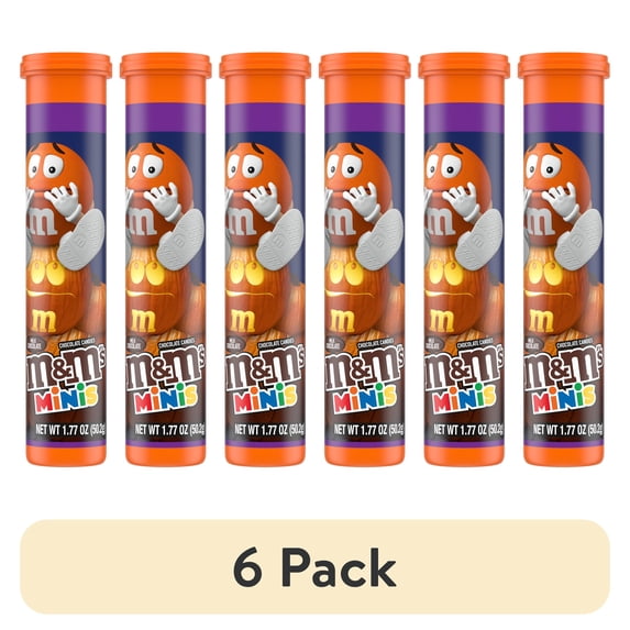(6 pack) M&M'S MINIS Milk Chocolate Halloween Candy Tube, 1.77 oz