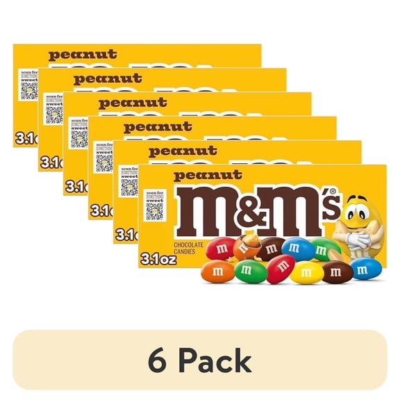 (6 pack) M&M'S Peanut Chocolate Candy Movie Theater Box 3.1-Ounce Box