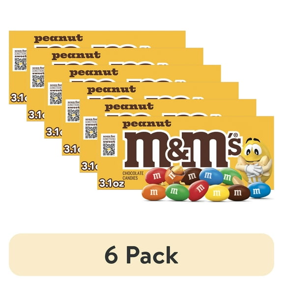 (6 pack) M&M's Peanut Milk Chocolate Candy Theater Box - 3.1 oz Box