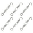 thumbnail image 1 of 6 pack M4 Hook and Eye Turnbuckles Wire Rope Tension, 304 Stainless Steel Turnbuckle Adjustable Cable Tensioner, 1 of 6