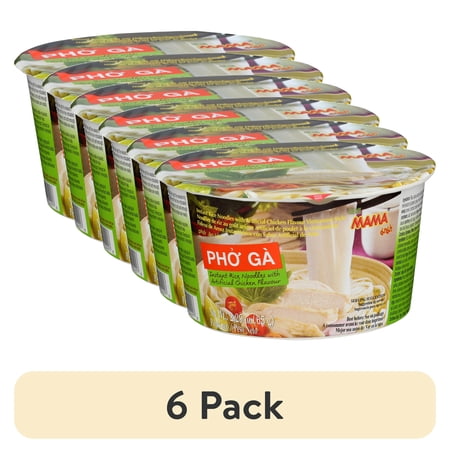 (6 pack) MAMA Pho Ga Chicken Flavor Instant Rice Noodles, 2.29 oz, 240 Calories