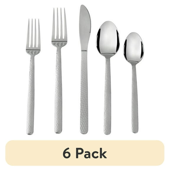 (6 pack) Mainstays 20-Piece Armatto Silver Matte Stainless Steel Flatware Set (Service for 4)