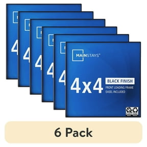 (6 pack) Mainstays – 4x4 Picture Frame – Black Front Loading Wall or Tabletop Photo Frame
