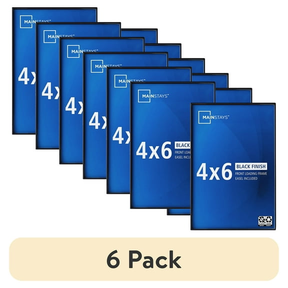 (6 pack) Mainstays  4x6 Picture Frame  Black Front Loading Wall or Tabletop Photo Frame, Set of 2