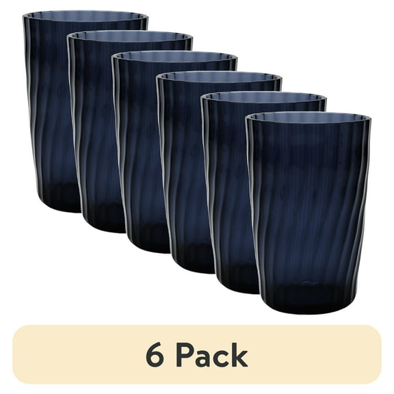 (6 pack) Mainstays 20-Ounce Acrylic Tall Embossed Swirl Tumbler, Blue