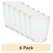 (6 pack) Mainstays 14-Ounce Acrylic Short Embossed Swirl Tumbler, Clear