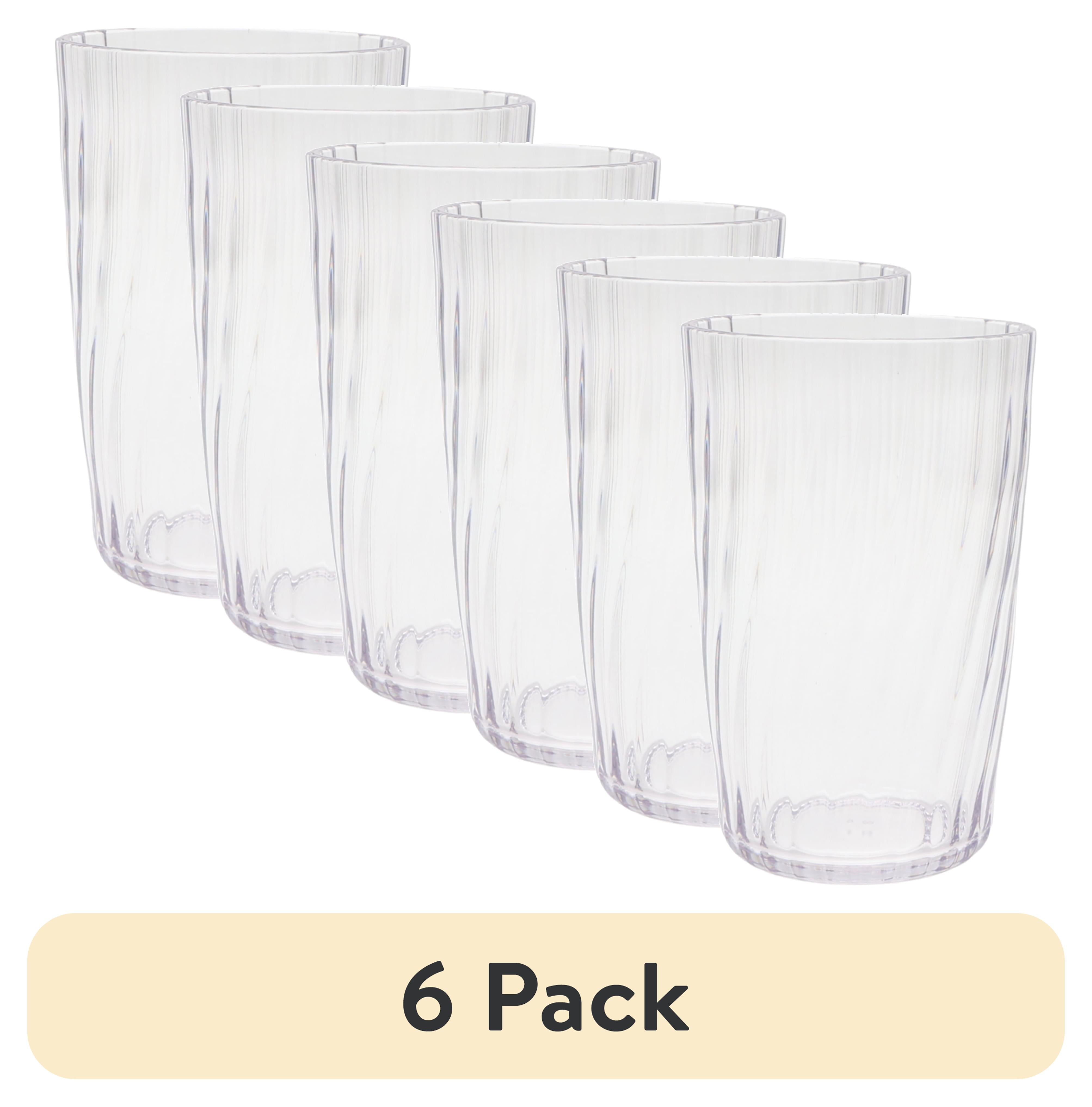 (6 pack) Mainstays 20-Ounce Acrylic Tall Embossed Swirl Tumbler, Clear