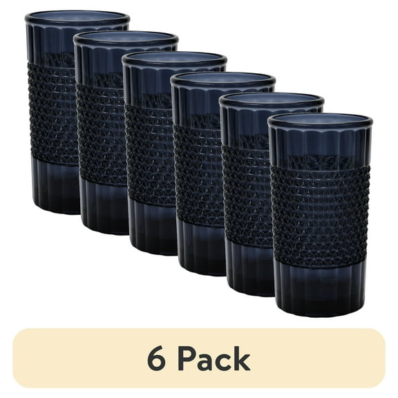 (6 pack) Mainstays 20 oz Tall Acrylic Diamond Texture Tumbler, Blue