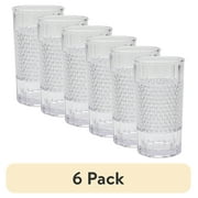 (6 pack) Mainstays 20 oz Clear Tall Acrylic Diamond Texture Tumbler