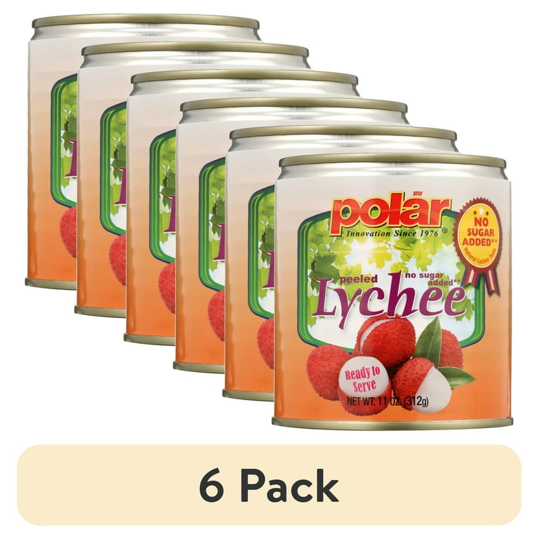 6 pack) MW Polar Peeled Lychee No Sugar Added, 11 oz Can - Walmart.com