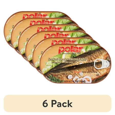 (6 pack) MW Polar Smoked Boneless Herring Fillets in Vegetable Oil, 6.7 oz