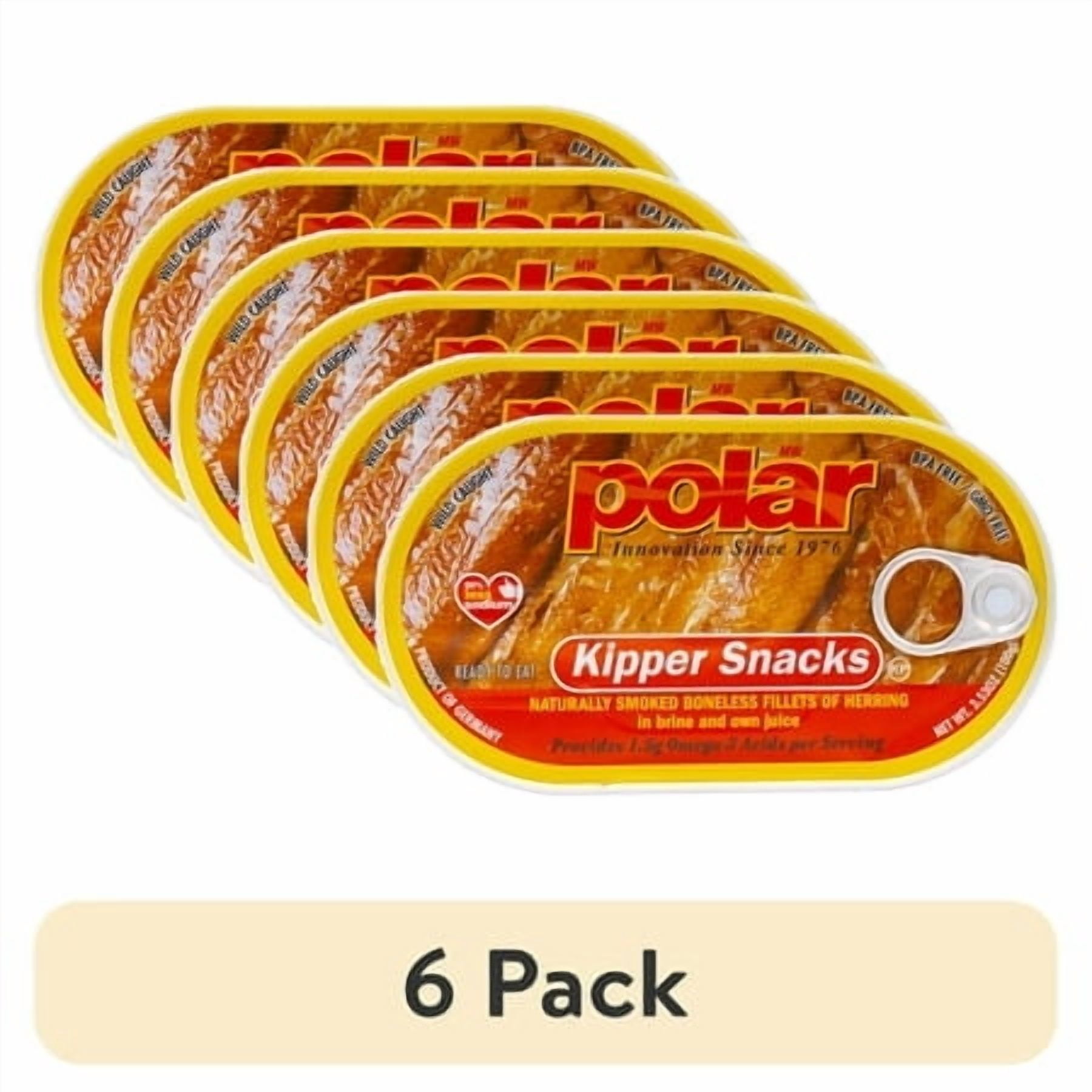 (6 pack) MW Polar Smoked Boneless Herring Kipper Snacks, 3.53 oz