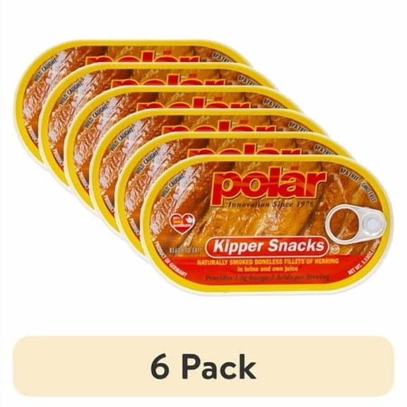(6 pack) MW Polar Smoked Boneless Herring Kipper Snacks, 3.53 oz