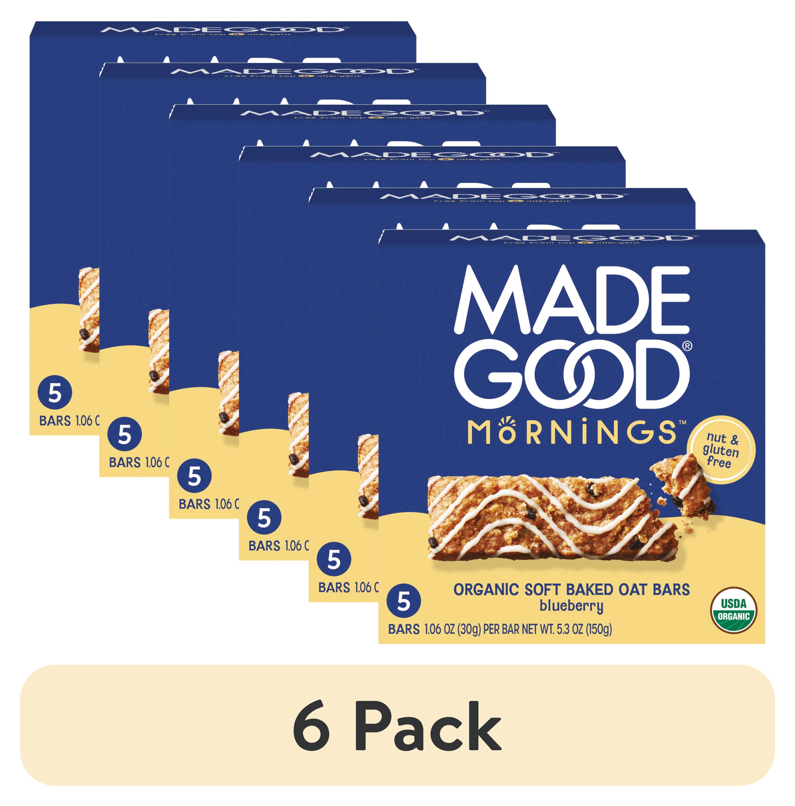 (6 pack) MadeGood Blueberry Morning Bar, 5 Healthy Breakfast Bars, 1.06 Oz Each