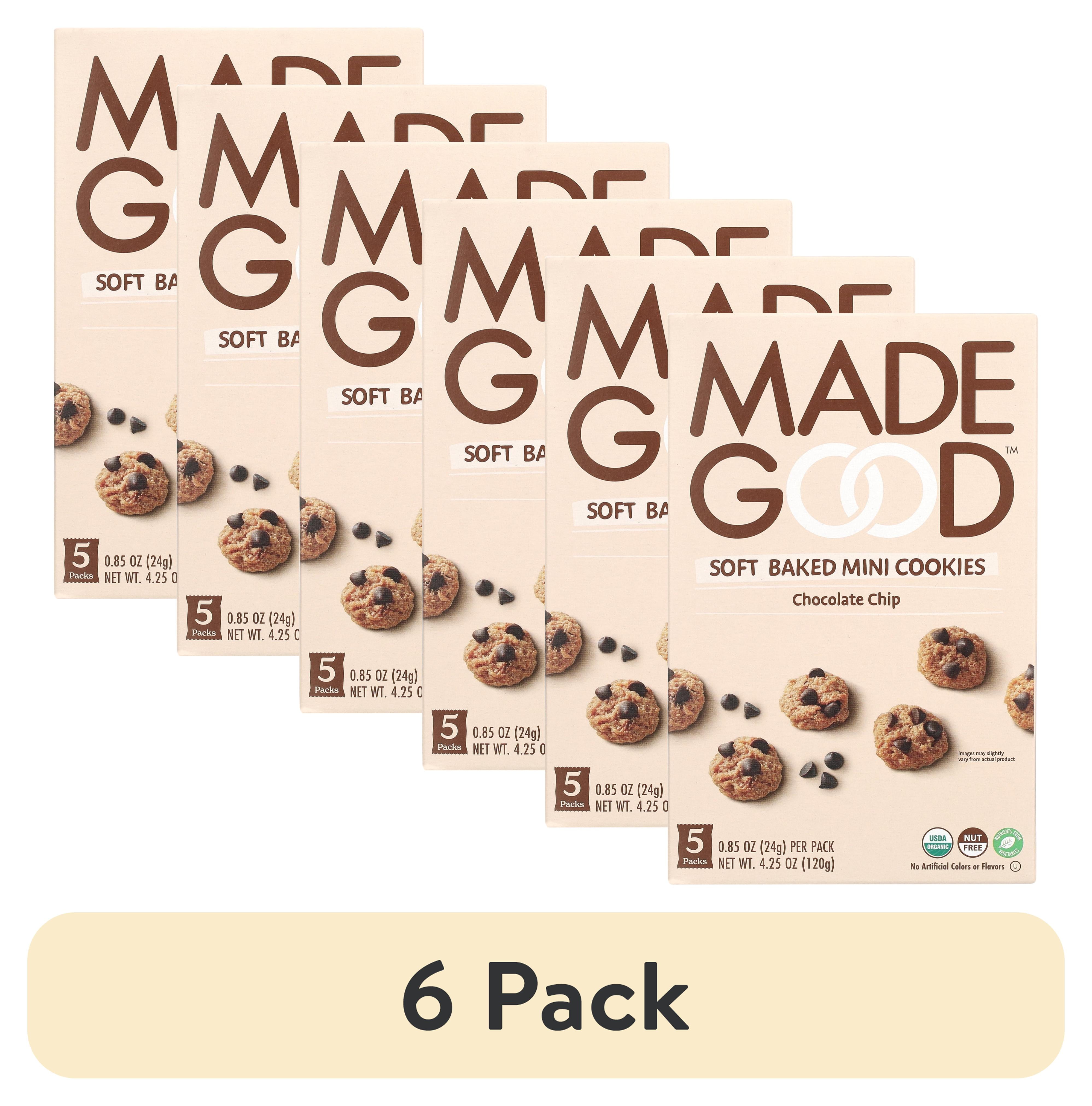(6 pack) MadeGood Organic Soft Baked Chocolate Chip Cookies, 5 Count, 4.25 oz