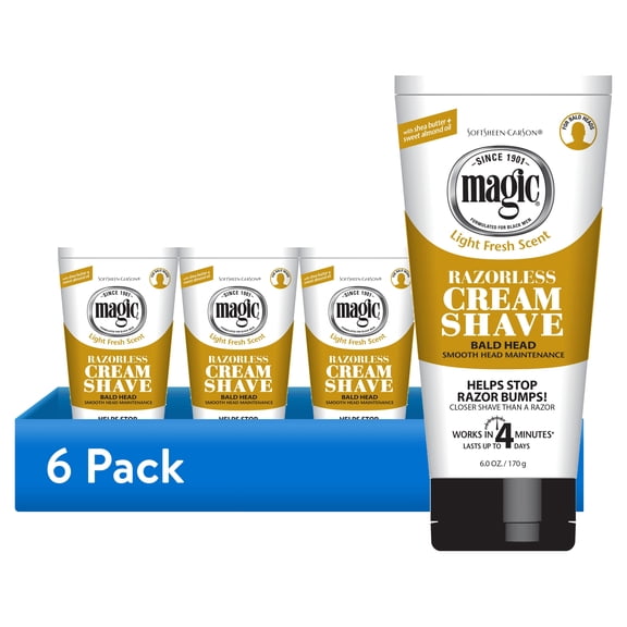 (6 pack) Magic Razorless Shave Cream Sensitive Skin for Hair Removal, Depilatory Cream - 6oz