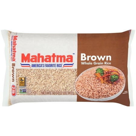(6 pack) Mahatma Gluten Free Whole Grain Brown Rice, 32 Oz Bag