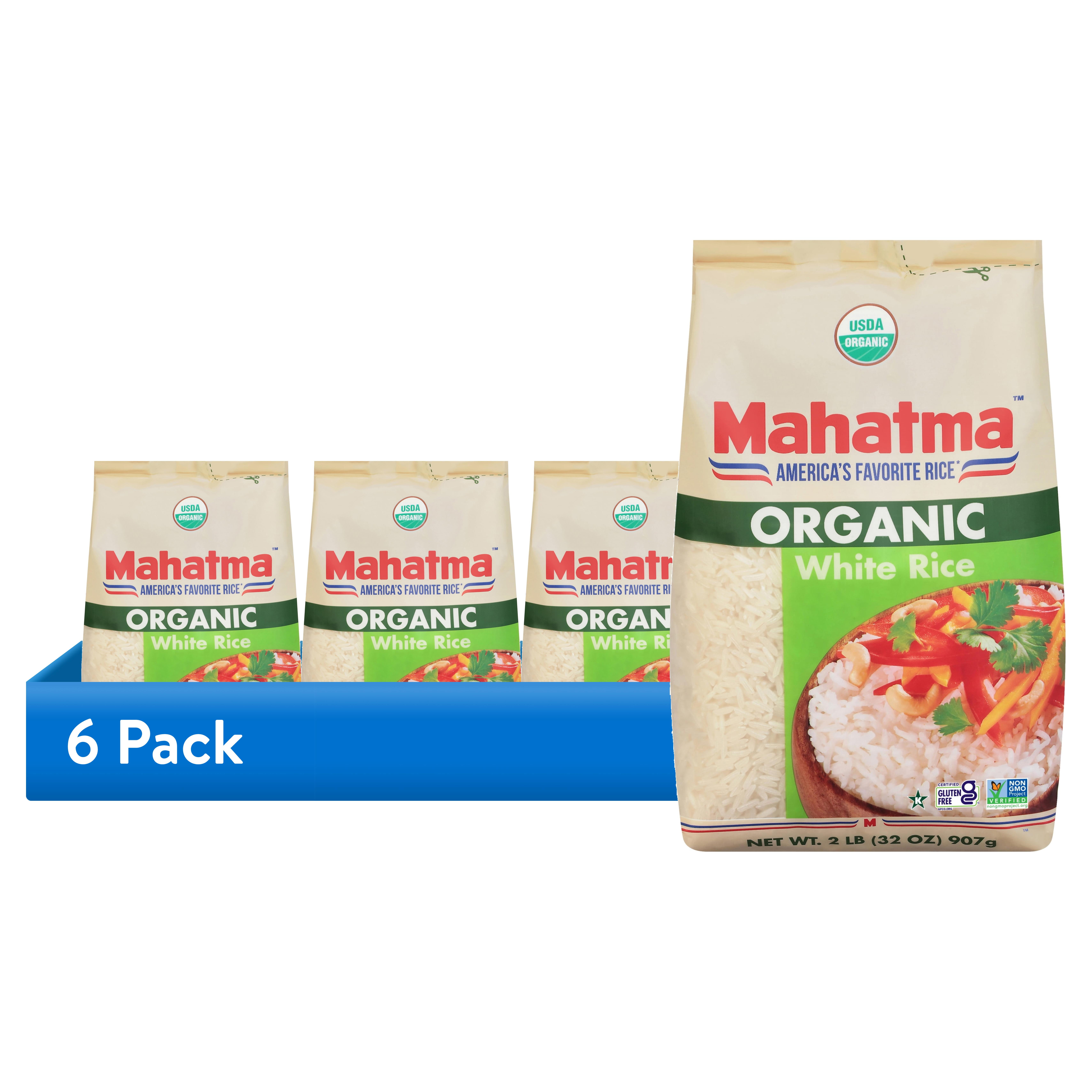 (6 pack) Mahatma Long Grain White Rice, Gluten Free, 2 lb Bag