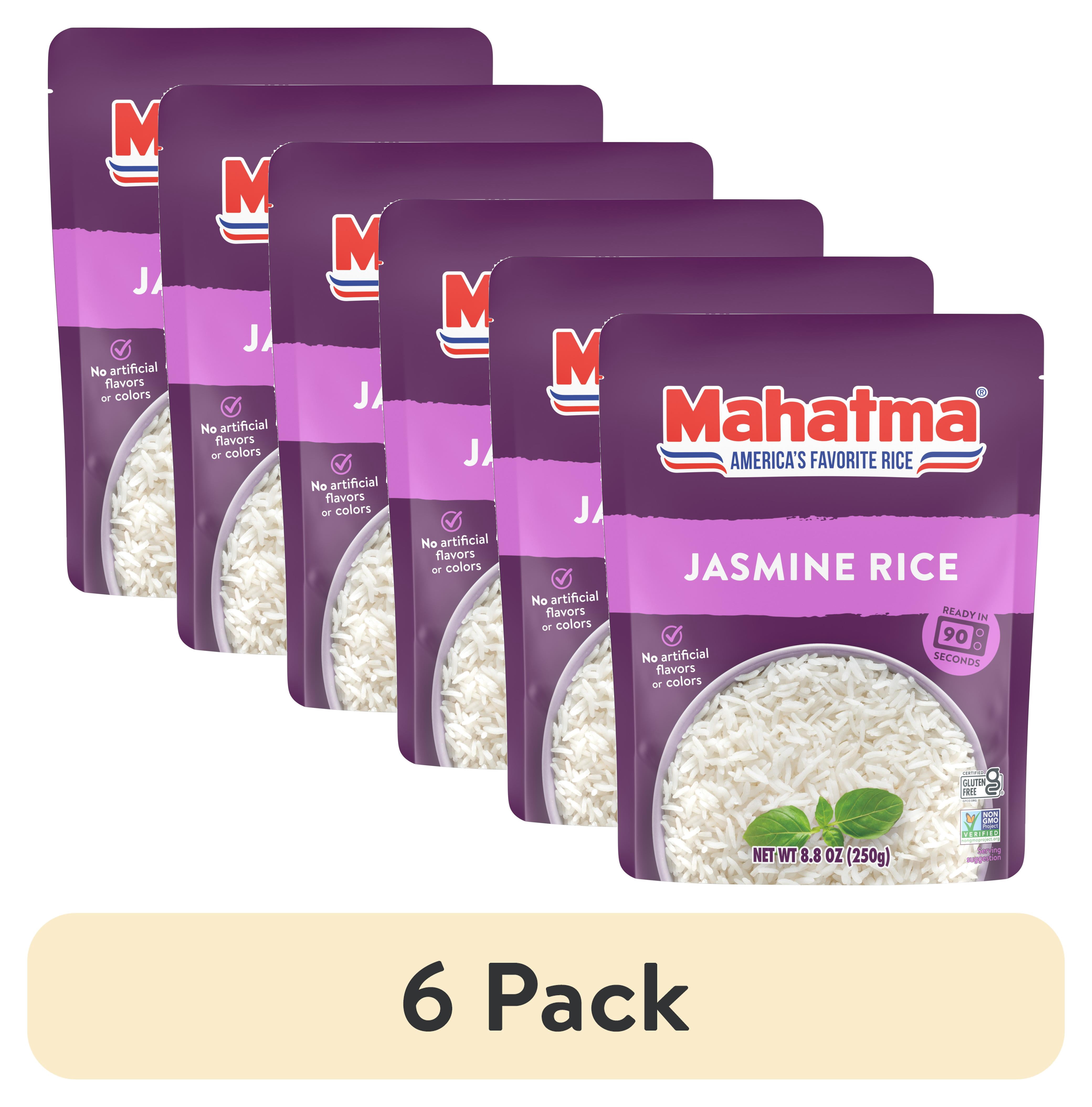 (6 pack) Mahatma Ready-to-Eat White Jasmine Rice, Microwavable Rice, 8.8 oz Pouch