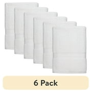 (6 pack) Mainstays Basic Bath Towel, Soft 100% Cotton and Highly Absorbent Bath Towel, White