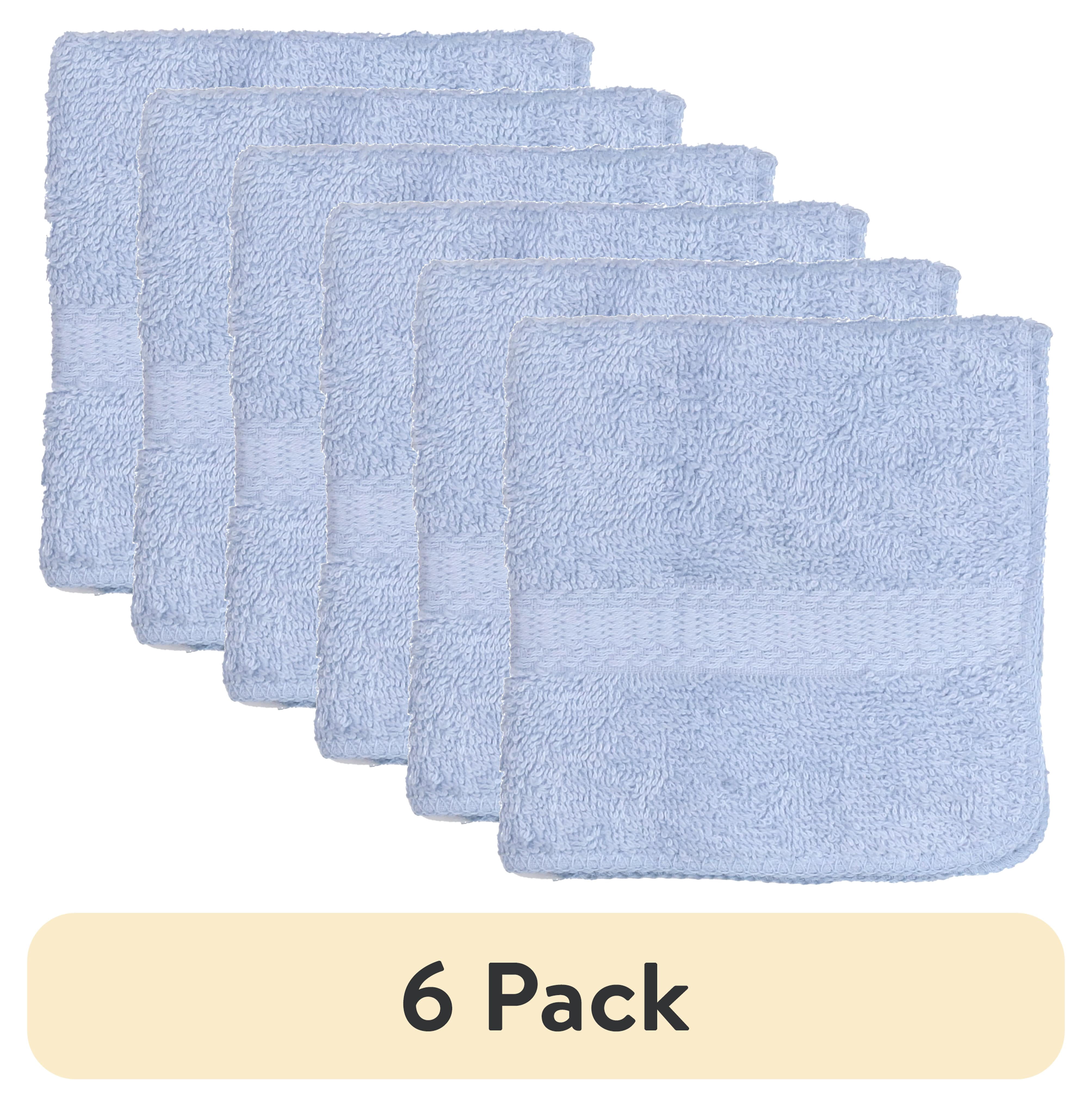 (6 pack) Mainstays 100% Cotton Washcloth, 1 Piece, Blue