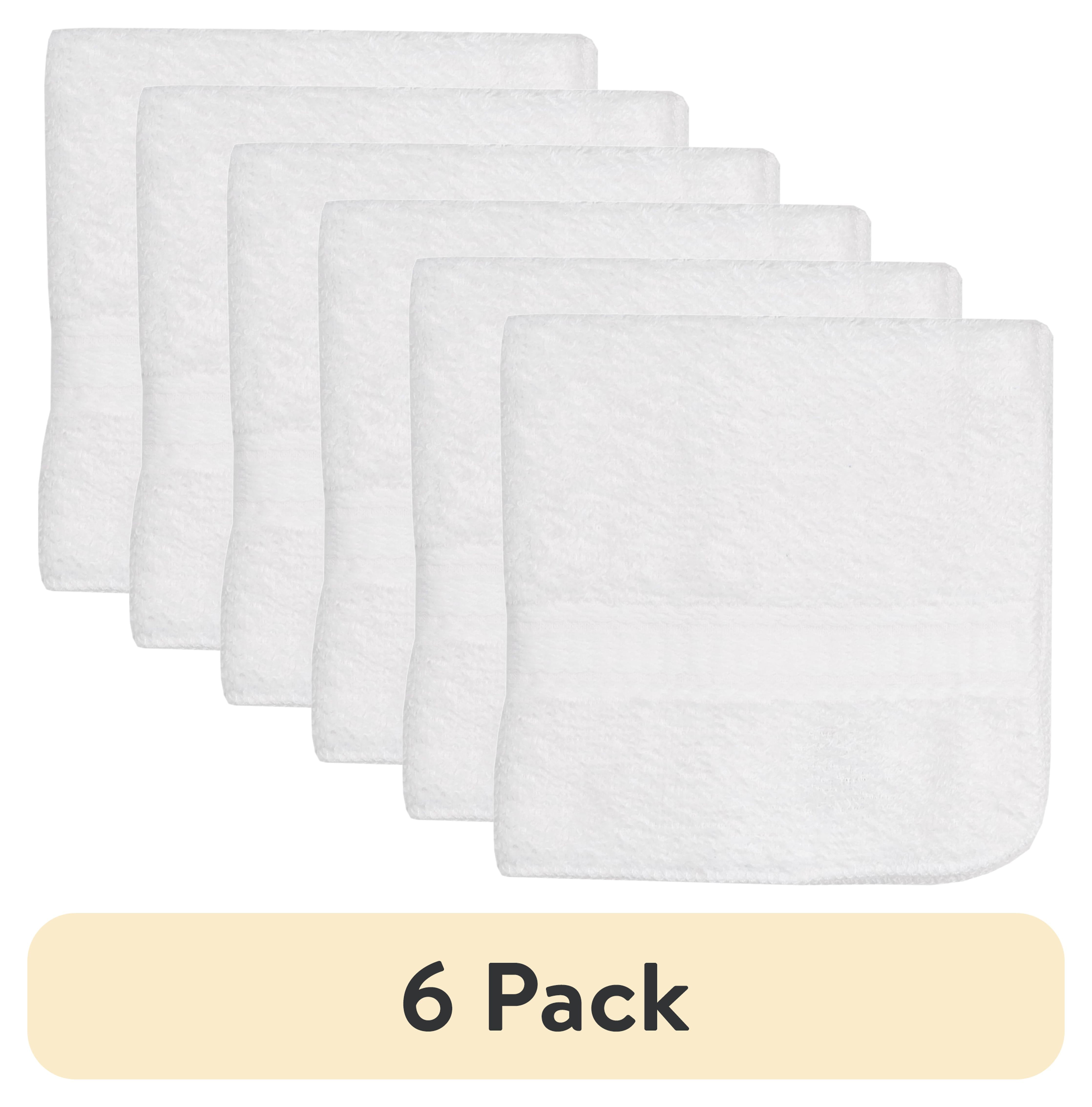 (6 pack) Mainstays Basic Washcloth, Soft 100% Cotton and Highly Absorbent Washcloth, White