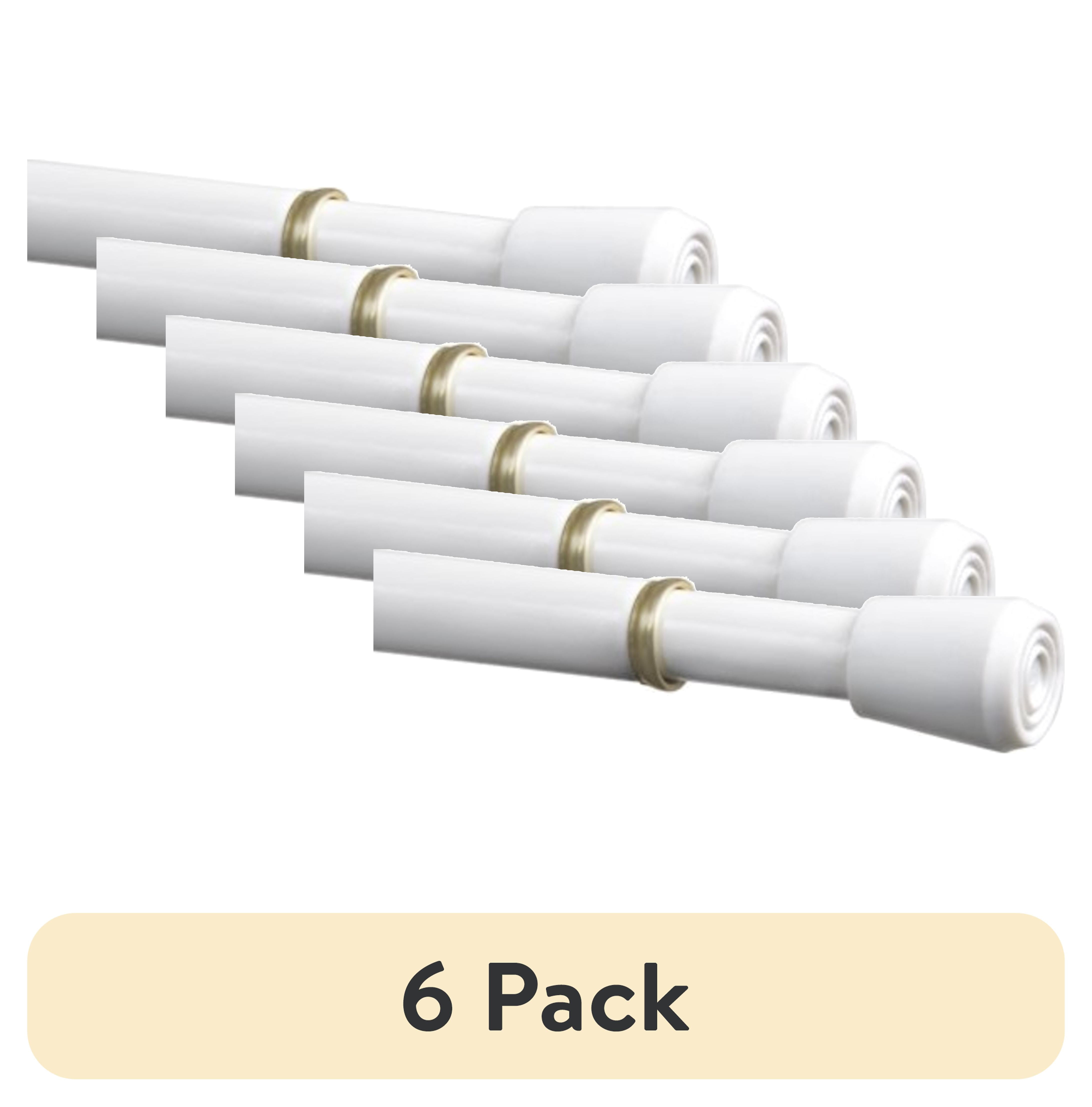 (6 pack) Mainstays 18-28 in. Adjustable Spring Tension Curtain Rod, 7/16 in. Diameter Steel Tube, White Finish
