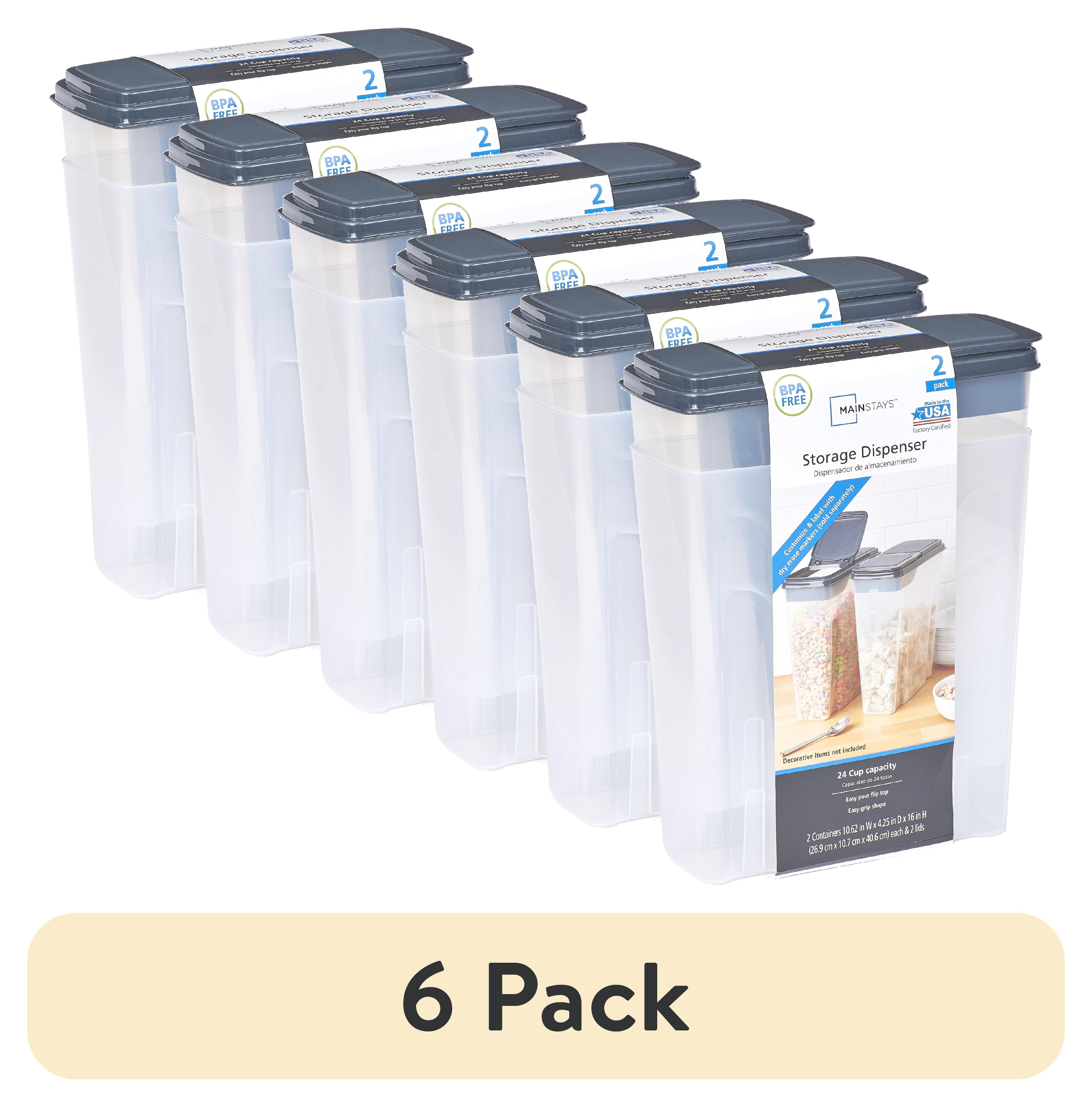 (6 pack) Mainstays 2-Pack Cereal Keeper, Plastic, 24 Cup - Dark Gray Lid